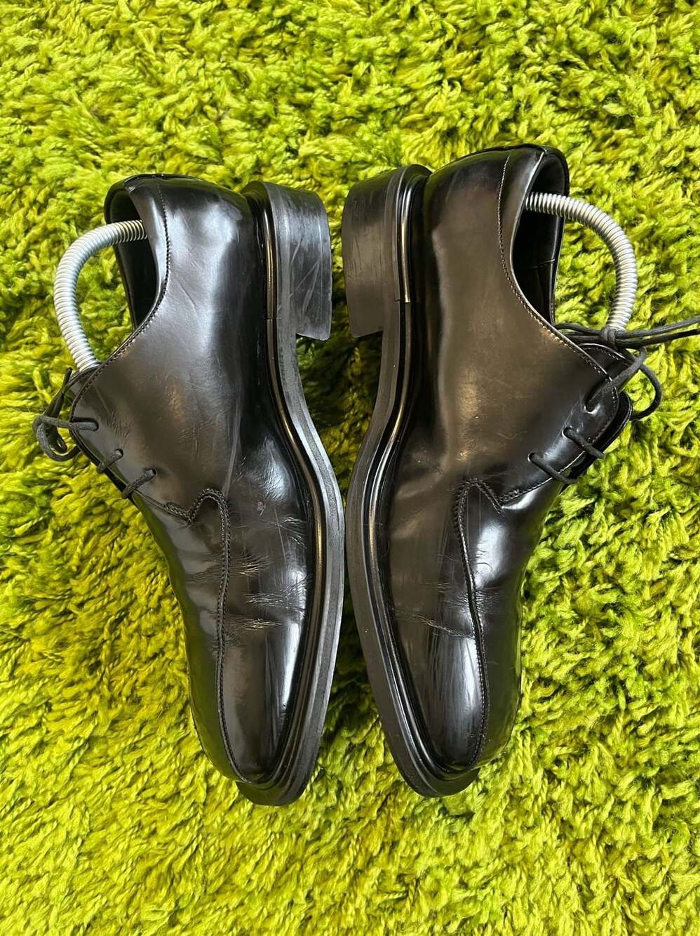 Gianni Versace Vintage Black Patent Leather Medusa Derby Dress Shoes